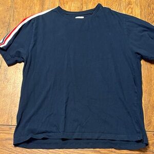 Classic Navy Kids Tee with Red and White Stripe
